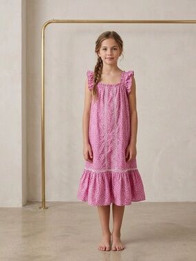 French Connection Pink Floral Lace Ruffle Girls’ Dress